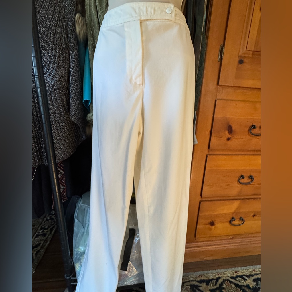 Tahari Cream Wide Leg Pants NylonLycra Like New Sz 2